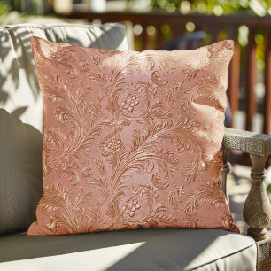 Cojín Decorativo Patrón floral dorado rosa