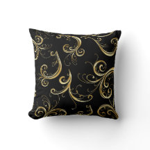 Patrón floral elegante negro y dorado
