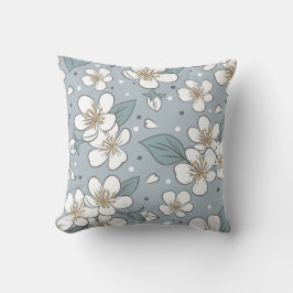 Cojín Decorativo Patrón floral elegante sobre fondo azul suave