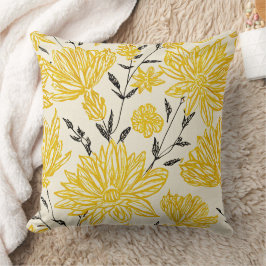 Cojín Decorativo Patrón floral en amarillo