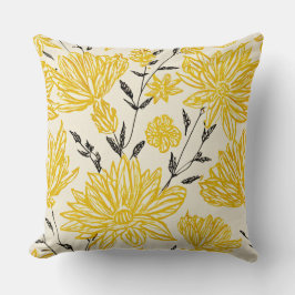 Cojín Decorativo Patrón floral en amarillo