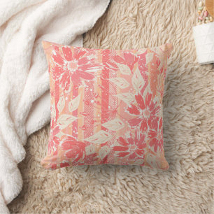 Cojín Decorativo Patrón floral en tonos de melocotón de moda