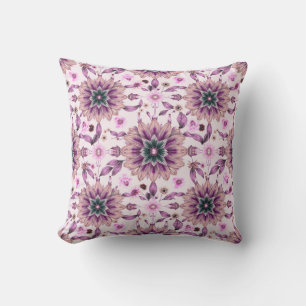 Cojín Decorativo Patrón floral estético púrpura moderno
