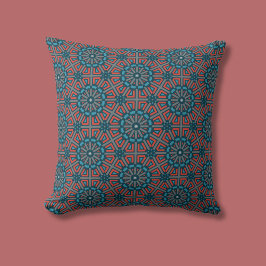 Cojín Decorativo Patrón floral geométrico mosaico antiguo