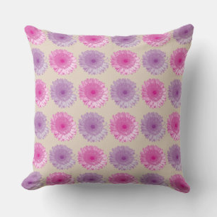 Cojín Decorativo Patrón floral germérico rosa y púrpura