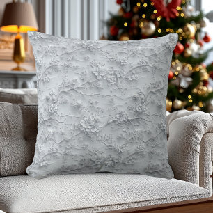 Cojín Decorativo Patrón Floral Gris Elegante Personalizado con Reli