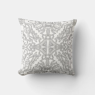 Cojín Decorativo Patrón floral gris minimalista