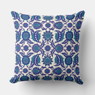 Cojín Decorativo Patrón floral Iznik azul