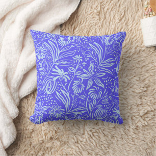 Cojín Decorativo Patrón floral lila azul brillante