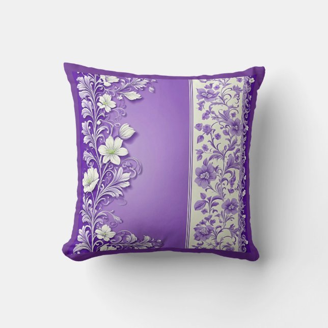 Cojín Decorativo Patrón floral Lilac-Purple (Anverso)