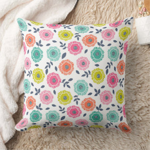 Cojín Decorativo patrón floral lindo multicolor
