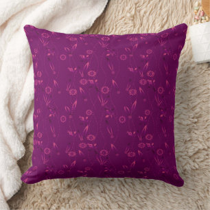 Cojín Decorativo Patrón floral liso retro burgundy