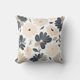 Cojín Decorativo Patrón floral Minimalista moderno con contorno neg