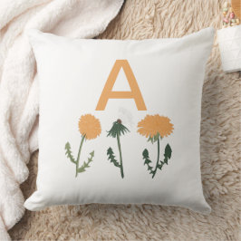 Cojín Decorativo Patrón floral Monograma Dandelion Naranja