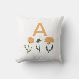 Cojín Decorativo Patrón floral Monograma Dandelion Naranja