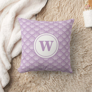 Cojín Decorativo Patrón floral morado personalizado con monograma