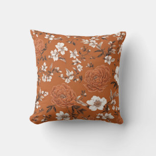 Cojín Decorativo Patrón floral Naranja quemado