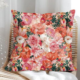 Cojín Decorativo Patrón floral Naranja rosa