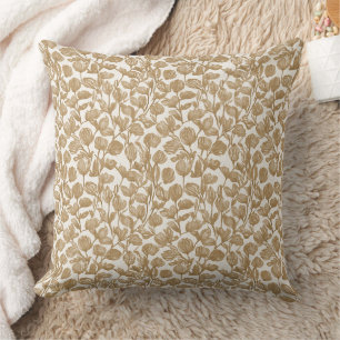 Cojín Decorativo patrón floral ocupado sepia