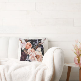 Cojín Decorativo Patrón floral Oscuro Peonies