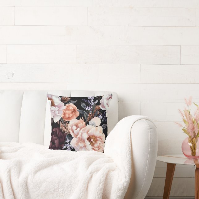 Cojín Decorativo Patrón floral Oscuro Peonies (Sofá)