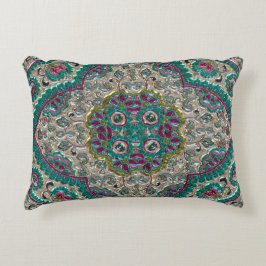 Cojín Decorativo Patrón floral paisley bohemio verde azulado de pla