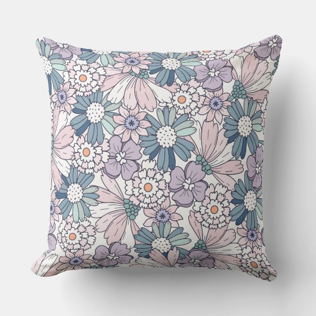 Cojín Decorativo Patrón Floral Pastel (Anverso)