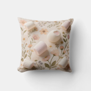 Cojín Decorativo Patrón floral pastel de malvavisco