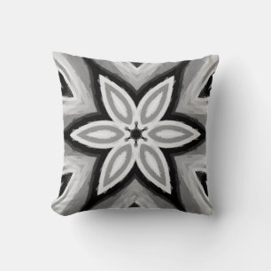 Cojín Decorativo Patrón floral pintado de gris negro