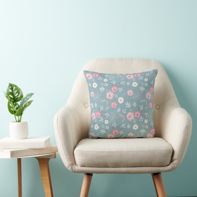 Cojín Decorativo Patrón floral retro. (Silla)