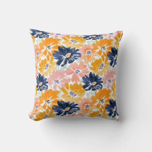 Cojín Decorativo Patrón floral retro acuarela