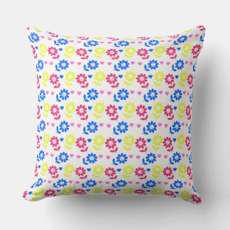 Cojín Decorativo Patrón floral retro brillante con corazón