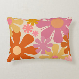 Cojín Decorativo Patrón floral retro de los años 1960