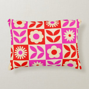 Cojín Decorativo Patrón floral retro vibrante