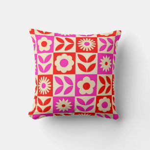 Cojín Decorativo Patrón floral retro vibrante