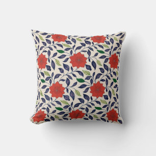 Cojín Decorativo Patrón floral rojo