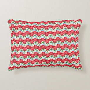 Cojín Decorativo Patrón Floral Rojo Audaz sin Costuras   Colorido 