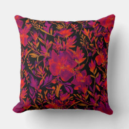 Cojín Decorativo Patrón floral rojo caliente