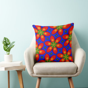 Cojín Decorativo Patrón floral rojo curado
