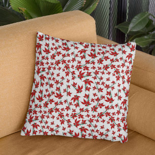 Cojín Decorativo patrón floral rojo de poinsettia de Navidad