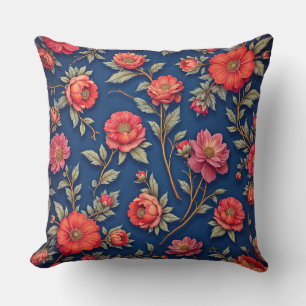 Cojín Decorativo Patrón floral rojo vibrante