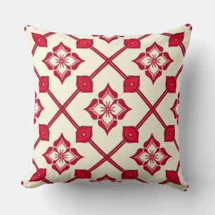 Cojín Decorativo Patrón floral rojo y blanco