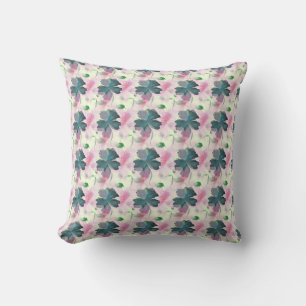 Cojín Decorativo Patrón Floral Rosa Acuarela Suave