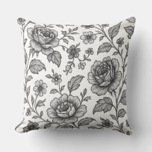 Cojín Decorativo Patrón floral Rosa de época
