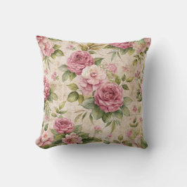 Cojín Decorativo Patrón floral rosa de inspiración vintage de bonit