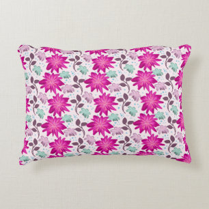 Cojín Decorativo Patrón floral rosa vibrante   Flores modernas y at