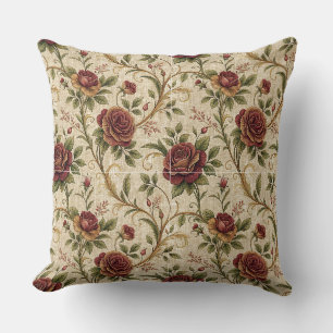 Cojín Decorativo Patrón Floral Rosa Vintage - Arte de Diseño de Flo