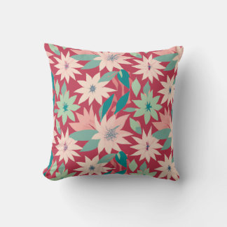 Cojín Decorativo Patrón floral rosa y rojo