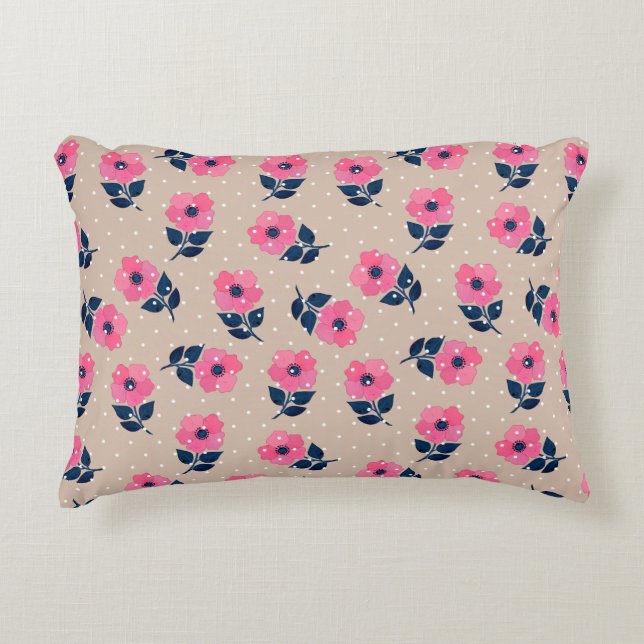 Cojín Decorativo Patrón floral rosado contemporáneo (Anverso)