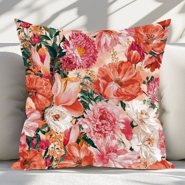 Cojín Decorativo Patrón floral rosado naranja (Subido por el creador)